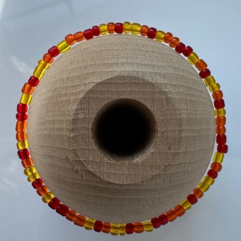 Stretch Beaded Anklet in Red Yellow & Orange   Size 9”